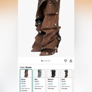 Brown and Black Ruffled Boots